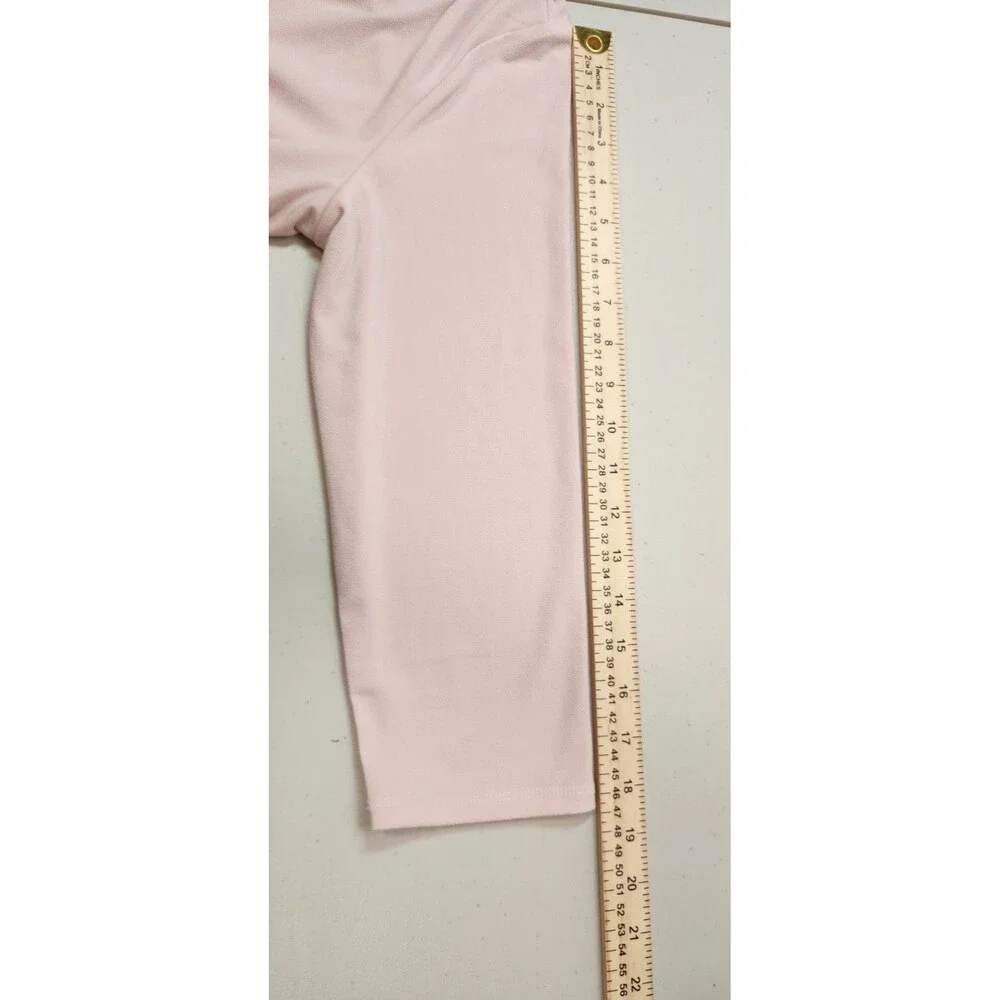 Banana Republic Pink Satin Trim V-Neck 3/4 Sleeve Top Blouse Size Large